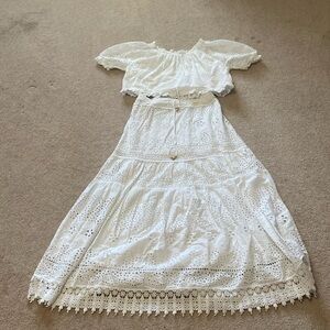 Melissa Odabash white eyelet skirt and top.